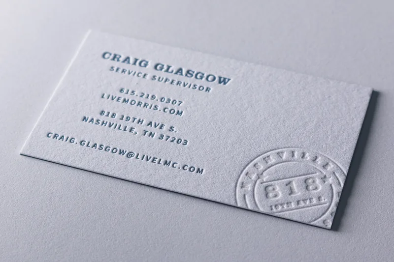 Blind deboss and letterpress business card