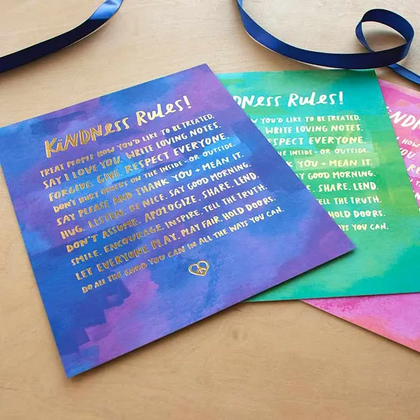 Kindness Rules foil-stamped art print