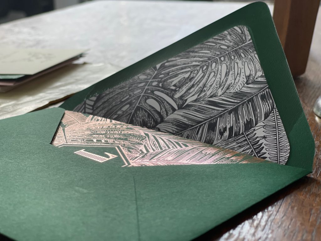 Foil stamped envelope liner