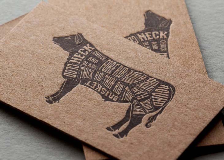 Black ink on Chipboard Business Card