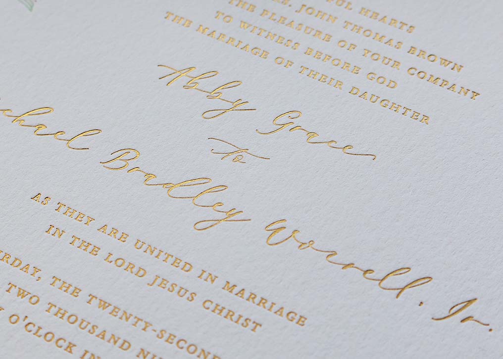 Gold Foil Stamped Wedding Invitation