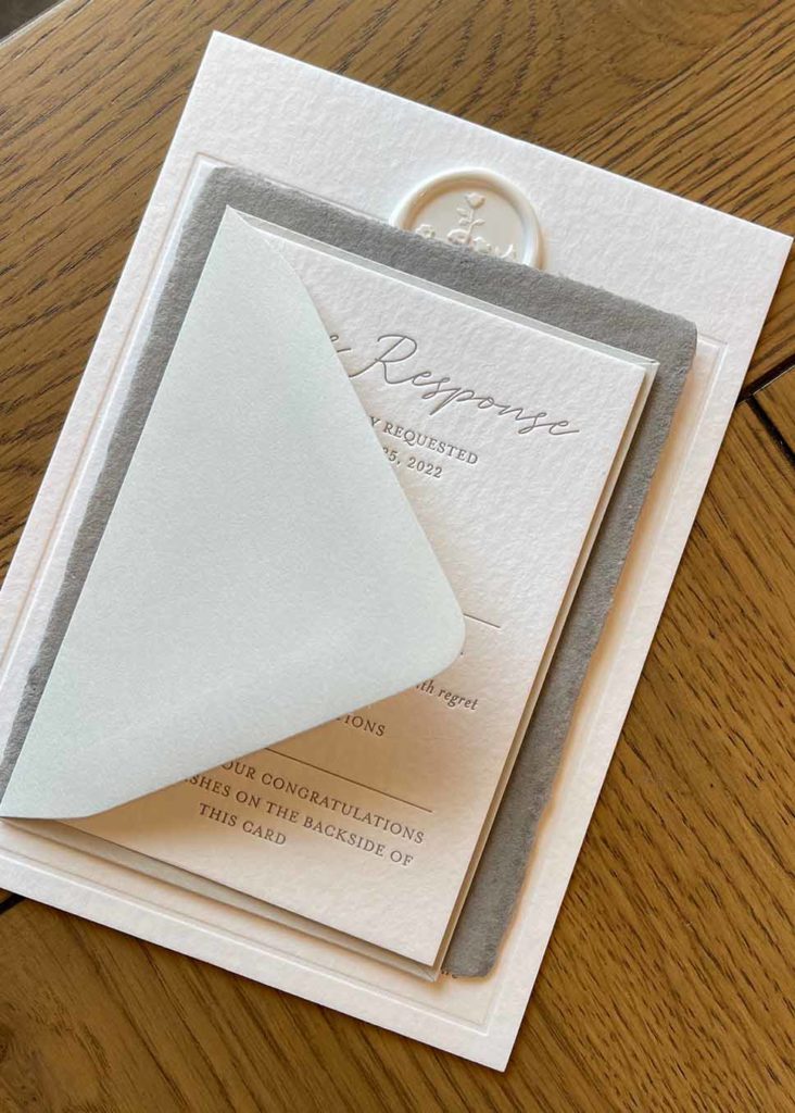 Handmade Paper Letterpress Wedding Invitation