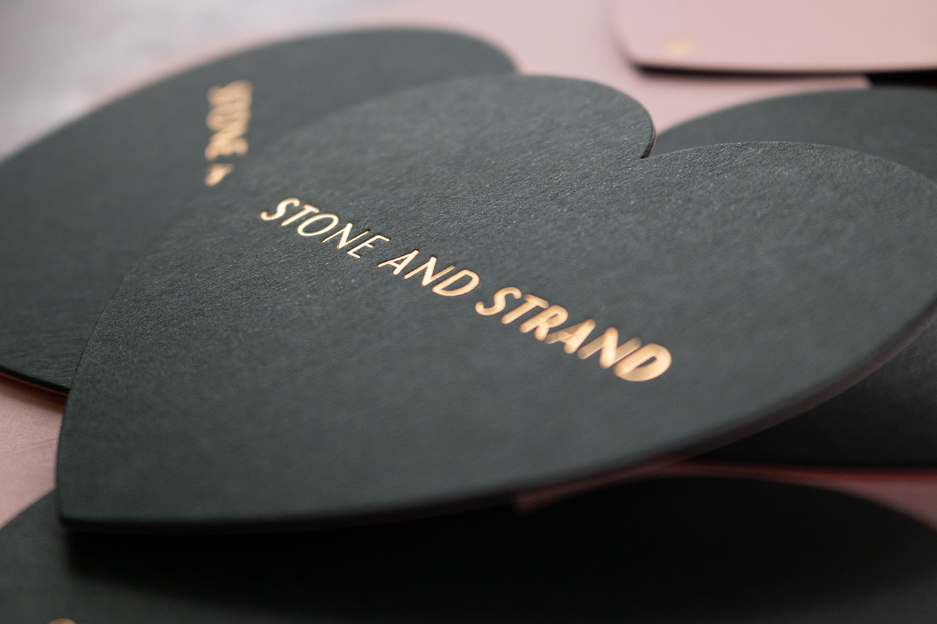 Duplexed and Die-Cut Foil Stamped Heart Note Cards