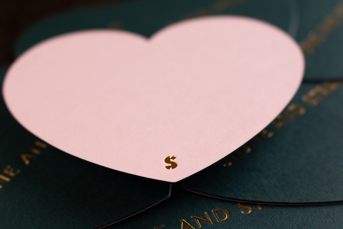 Duplexed and Die-Cut Foil Stamped Heart Note Cards